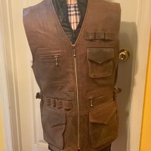 Cedars Mens Leather Vintage Vest Sz. Large
